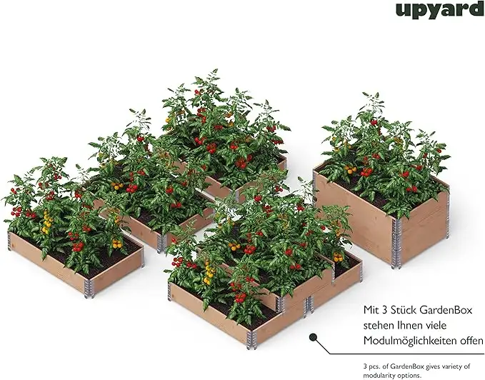 Upyard GardenBox - Juego de 3 bancales elevados de Madera Modular 