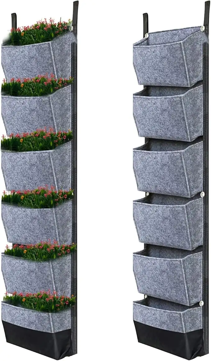 Benkeg Bolsas de Cultivo Transpirables para macetas, con 6 Bolsillos, macetas Verticales